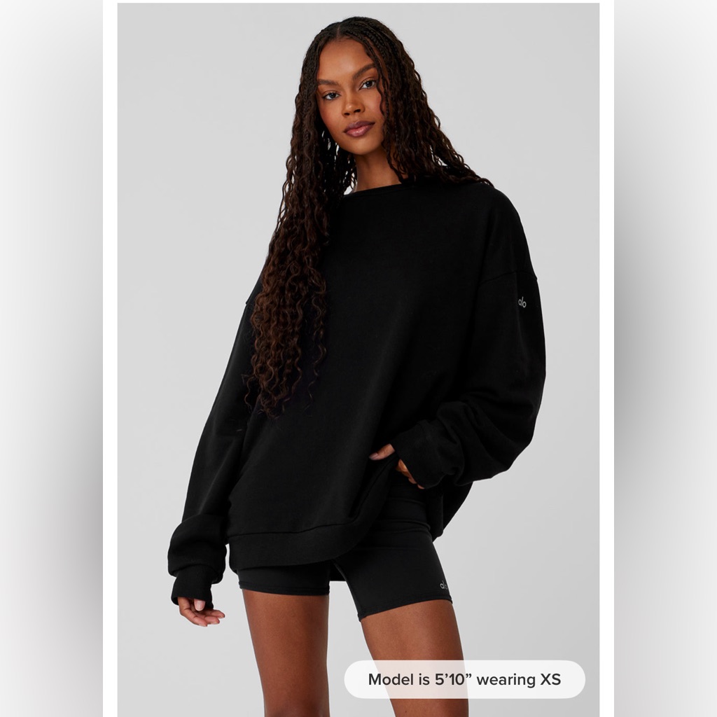 Alo Yoga Women's Black Oversized Crewneck Sweatshirt